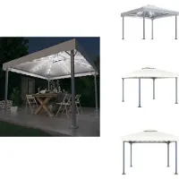 vidaXL Pavillon mit LED-Lichterkette 300x300 cm Cremeweiß Aluminium - Pavillons & Partyzelte