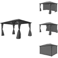 vidaXL Pavillon mit Vorhängen Anthrazit Aluminium 400 x 300 cm - Pavillons & Partyzelte