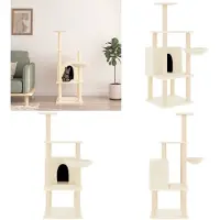 vidaXL Kratzbaum mit Sisal Kratzsäulen Creme 132 cm - Kratzbaum - Kratzbäume - Katzenturm - Katzenmöbel
