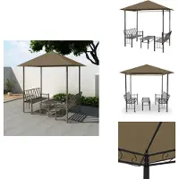 vidaXL Gartenpavillon mit Tisch und Bänken 2,5x1,5x2,4 m Taupe 180 g/m² - Pavillons & Partyzelte