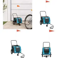 vidaXL Fahrradanhänger Hunde Blau und Schwarz Oxford-Gewebe & Eisen