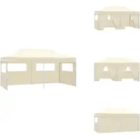 vidaXL Profi-Partyzelt Faltbar mit 4 Seitenwänden 3×6m Stahl Creme - Pavillons & Partyzelte