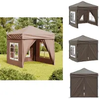 vidaXL Partyzelt Faltbar mit Seitenwänden Taupe 2x2 m - Pavillons & Partyzelte