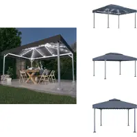 vidaXL Pavillon mit LED-Lichterkette 400x300 cm Anthrazit Aluminium - Pavillons & Partyzelte