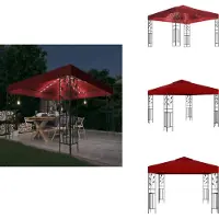 vidaXL Pavillon mit LED-Lichterkette 3x3 m Weinrot - Pavillons & Partyzelte