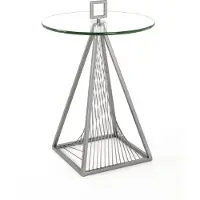 Haku Beistelltisch grau - Metall, Sicherheitsglas 10 mm, B/H/T: 45x57x45 cm