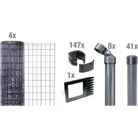 Alberts Fix-Clip Pro Gartenzaun, Höhe 81 cm, Länge 100 m, Zaun-Komplettset zum Einbetonieren, anthrazit
