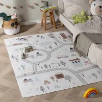Little Olly Auto Spielteppich - Rocky Ride Weiß 140x200 cm