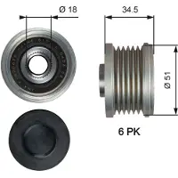 Gates Generatorfreilauf Riemenscheibe Lichtmaschine für MAZDA CX-5 (KE, GH) Ø51mm