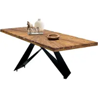 SIT Möbel Tisch 180x100 cm | 50 mm Teak Platte natur | Metallgestell schwarz | B 180 x T 100 x H 76,4 cm | 16133-11 | Serie TABLES & CO
