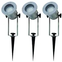 Ritos LED's Garden 3 x LED Gartenspot mit Erdspieß 3 x 3W silber warmweiß 3000K