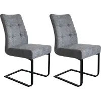 ByLiving 2er Set Schwingstuhl MARLEN XXL / Webstoff dunkelgrau / Gestell Metall schwarz / Küchenstühle / Esszimmerstühle / Polsterstuhl / Stühle / B 47, H 96, T 62 cm