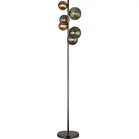 Globo Schwarze Stehleuchte Riha Farbiges Glas 6-flammig