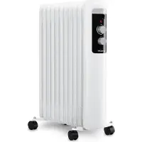 H.Koenig WARM110 Ölradiator, 3 Leistungsstufen, elektrischer Heizkörper, geringer Energieverbrauch, automatische Abschaltung, regelbarer Thermostat, Mobiler Heizkörper weiß, 2500 Watt