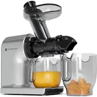 Kitchenbrothers Slow Juicer - Kompakt - Entsafter - Obst- und Gemüsepresse - 45mm - 500ml - Grau