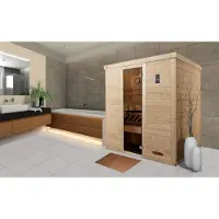 Weka Sauna "Premium-Massiv-Elementsauna KEMI 4" Blockbohlen, vorgefertigte Elemente, moderne Ganzglastür