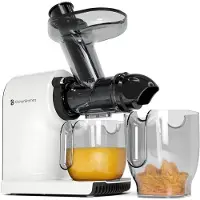 Kitchenbrothers Slow Juicer - Kompakt - Entsafter - Obst- und Gemüsepresse - 45mm - 500ml - Weiß