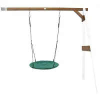 Axi Anbau Nestschaukel Summer für Kinder | Outdoor Nest Schaukel 100 cm für den Garten | Nestschaukel / Anbauschaukel in Grün - Anbau Element in Weiß / Braun