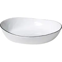 Broste Copenhagen Salz Servierschale weißes Porzellan mit schwarzem Rand B18,2 x L20 x H4 cm