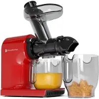 Kitchenbrothers Slow Juicer - Kompakt - Entsafter - Obst- und Gemüsepresse - 45mm - 500ml - Rot