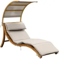 Axi Gartenliege Salina aus Holz | Sonnenliege mit abnehmbarem Sonnendach & Kissen für den Garten | Einzelliege / Liegestuhl mit Sonnendach wetterfest in Beige