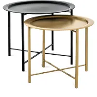 Haku Couchtisch 2er Set gold, schwarz - Metall, B/H/T: 52/62x44/49x52/62 cm