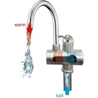 Mauk Armatur Wasserhahn | elektrischer Durchlauferhitzer mit LED Temperaturanzeige | Silber