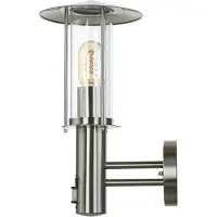 Licht-Erlebnisse Außenwandleuchte mit Bewegungsmelder ARTHUR Silber Edelstahl Glas E27 Maritime Wandlampe Balkon