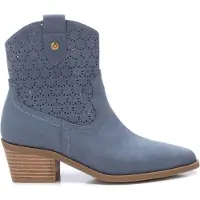 Xti für Damen. 14388505-JEANS Lederstiefeletten 143885 blau (38), 5 bis 8 cm, Reißverschluss, Lässig