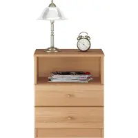 Erst-Holz 90.20-K35 hohe Nachtkonsole Buche Nachttisch mit zwei Schubladen und offenem Fach