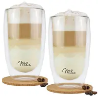 MILU Doppelwandige Latte XXL-Gläser 2er Set, 450 ml, 1 von FROG.coffee