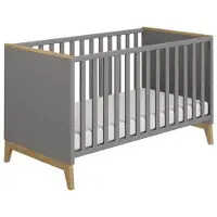 PAIDI Kinderwelten Babybett STEN 70 x 140 cm grau/ braun