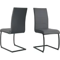 Möbilia Freischwinger-Stuhl 2er Set | Kunstleder | Freischwingergestell | B 42 x T 59 x H 97 cm | grau – schwarz | 21020059 | Serie STUHL