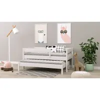 Lukdom Ausziehbett Felix 160x80 Kinderbett mit Rausfallschutz & Lattenrost weiß 80 x 160 für Mädchen und Jungen Massivholz Kiefer