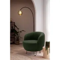 Domo Sessel Denver, ovaler Polstersessel, Loungesessel, bodenfreies Design, Relaxsessel, 72 x 76 x 72 cm (BxTxH), grün