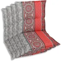 GO-DE Textil, Sesselauflage Niederlehner, 4er Set, Farbe: rot, Maße ca.: 100 cm x 50 cm x 7 cm, Rückenhöhe: 52