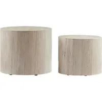 SalesFever Couchtisch 2er-Set | oval | MDF foliert in Travertinoptik | B 48/40 x T 33/24,5 x H 40/33 cm | Beige