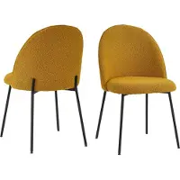 SIT Möbel Stuhl im 2er-Set | Bezug Bouclé Stoff senf-gold | 4-Fuß-Gestell Metall schwarz | B 49 x T 47,5 x H 84 cm | 02412-23 | Serie SIT&CHAIRS