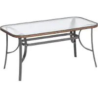 Merxx Gartentisch "Roma" 150 x 80 cm - Aluminiumgestell Graphit mit Kunststoffgeflecht Schoko