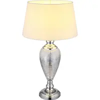 Globo Lighting Tischleuchte Metall verchromt, Glas klar, silberfarben verlaufend, Textil weiß, Kabel Textil schwarz, Wippschalter am Kabel, ø: 380mm, H: 660mm, Kabellänge 1480mm, exkl. 1x E27 40W 230V