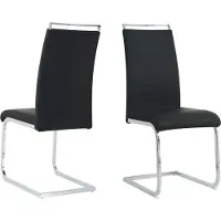 Möbilia Freischwinger-Stuhl 2er Set | Kunstleder | Freischwingergestell | B 42 x T 58 x H 101 cm | schwarz – silber | 21020064 | Serie STUHL