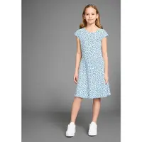 DELMAO Jerseykleid in blau geblümt | Gr.: 128/134