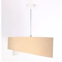 Licht-Erlebnisse Hängelampe Stoff E27 rund Ø 50 cm H: max. 102 cm in Weiß Beige Gold Modern Hängeleuchte