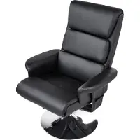 Beliani Massagesessel mit Fußhocker Schwarz Kunstleder Drehbar Heizfunktion Liegefunktion Timer Fernbedienung Modern für Büro Arbeitszimmer