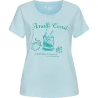 Vivance Pyjamaoberteil DREAMS, Damen, Gr. 32/34, blau, Single Jersey, Obermaterial: 100% Baumwolle, unifarben, Basic hüftlang, Rundhals, eingesetzt, Shirts Pyjamaoberteil, mit schönem Frontprint