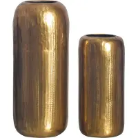 FineBuy Vase 2er Set Blumenvase Aluminium Zylinder Tischvase Rund Dekovase