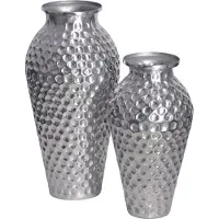 FineBuy Vase 2er Set Blumenvase Aluminium Amphore Tischvase Rund Dekovase