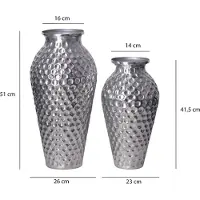 FineBuy Vase 2er Set Blumenvase Aluminium Amphore Tischvase Rund Dekovase