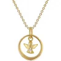 Trendor 28210 Taufring Mit Engel Gold 333 / 8K An Vergoldeter Silberkette