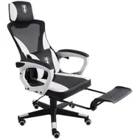 Trisens Gaming Stuhl im modernen Racing-Design mit einklappbarer Fußstütze - Gaming Chair mit flexiblen Armlehnen - ergonomischer Gaming Schreibtischstuhl mit extra Stützkissen